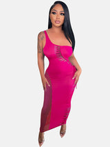 One shoulder ruched maxi dress - View 9 | Lwiis