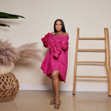 Off-Shoulder Tiered Mini Dress with Ruffle Sleeves - View 11 | Lwiis