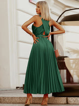 Pleated Halter Maxi Dress - View 8 | Lwiis