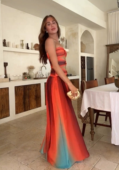 Printed Off-Shoulder Maxi Dress - View 6 | Lwiis