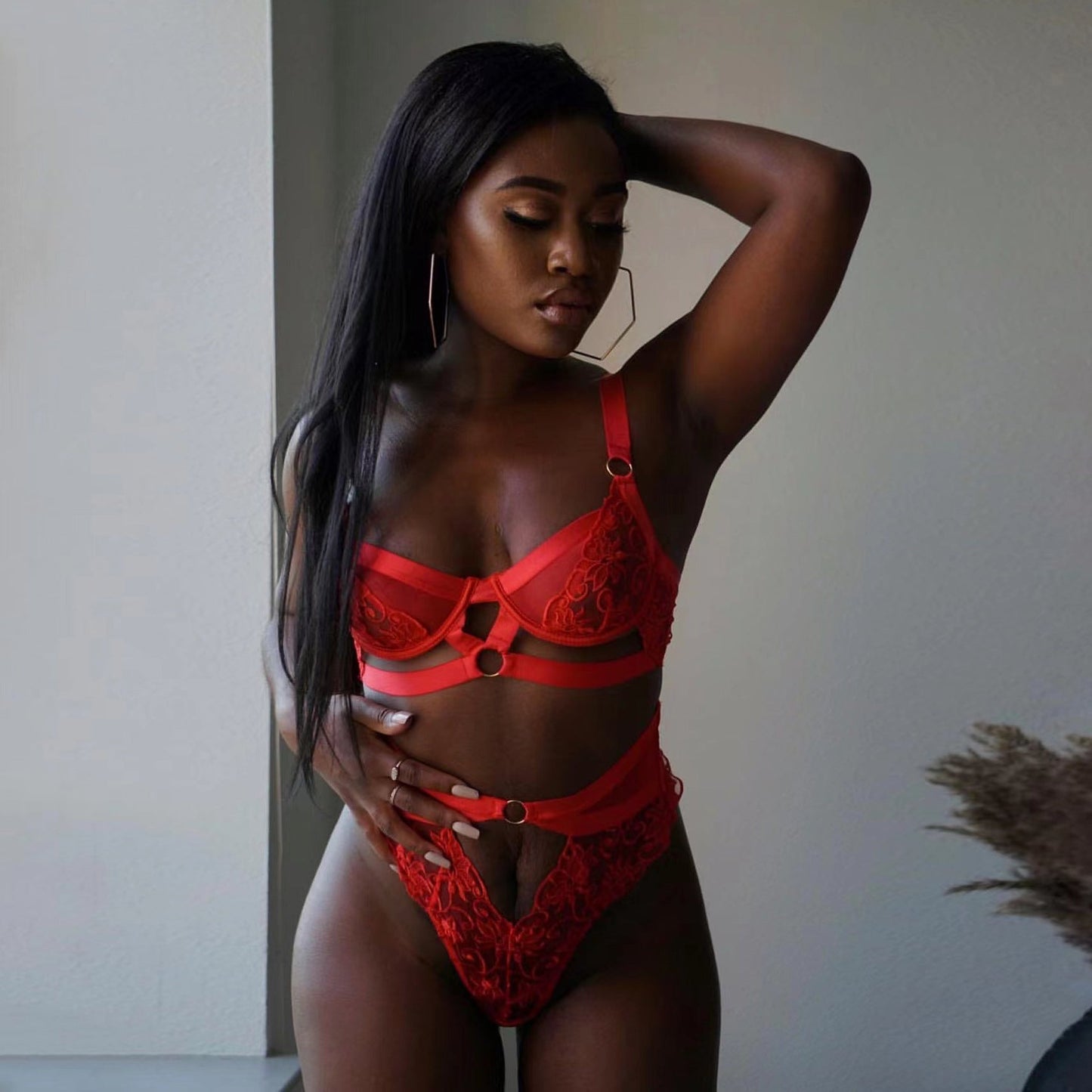 New Mesh Lace Stitching Sexy Lingerie Set