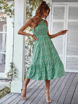 One Shoulder Floral Midi Dress - View 6 | Lwiis