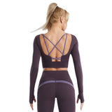 Sports Wear Yoga Tracksuit Long Sleeves Back Hollow Out
