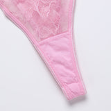 Ultra-Thin Cup Lace Three-Piece Sexy Erotic Lingerie Set
