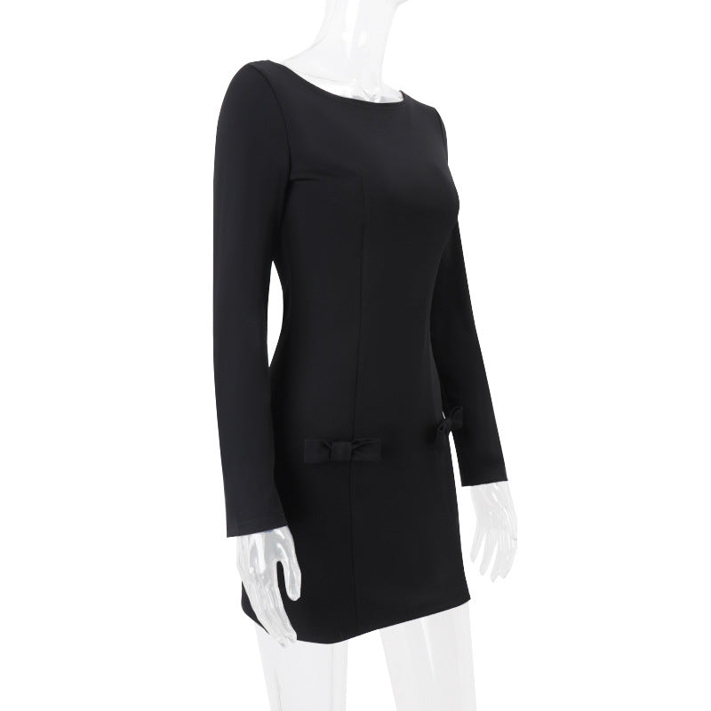 Mini dress with bow detail pockets - View 8 | Lwiis