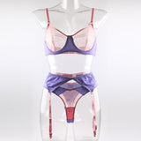 Sexy Lace Perspective Stitching Three-Piece Erotic Lingerie Set