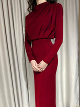 Fitted high neck midi dress - View 6 | Lwiis