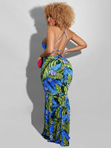 Floral Halter Maxi Dress - View 6 | Lwiis