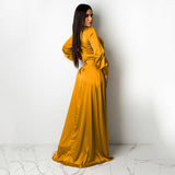 Satin flowy maxi dress with high slit - View 10 | Lwiis
