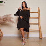 Off-Shoulder Tiered Mini Dress with Ruffle Sleeves - View 8 | Lwiis