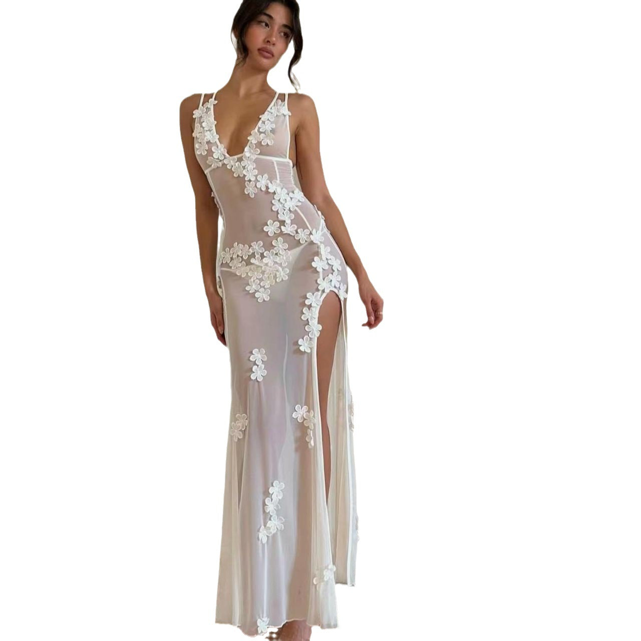 Floral Lace Maxi Dress - View 6 | Lwiis