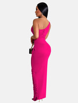 One shoulder ruched maxi dress - View 8 | Lwiis