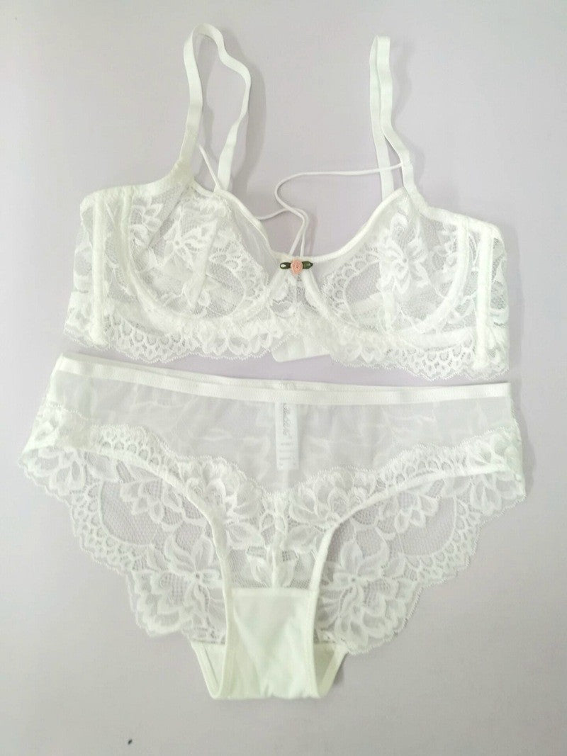 Sexy Ultra Thin Lingerie Lace Trim Lingerie Set