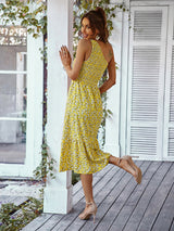 One Shoulder Floral Midi Dress - View 14 | Lwiis