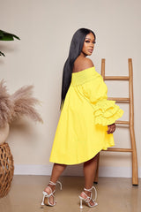 Off-Shoulder Tiered Mini Dress with Ruffle Sleeves - View 17 | Lwiis
