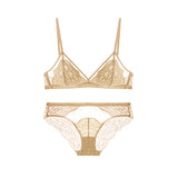Sexy Bra Set Lace Eyelashes Bra Triangle Cup Lingerie