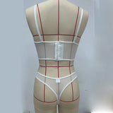 Allover Lace Sheer Mesh Perspective Corset Sexy Lingerie Set