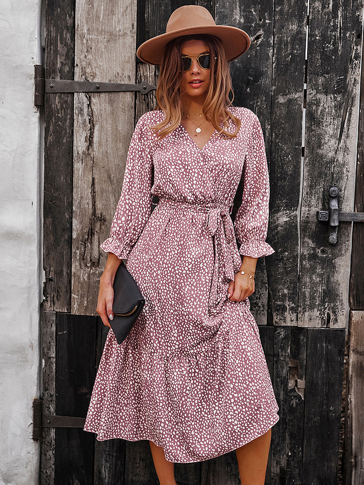 Boho leopard print midi dress - View 9 | Lwiis