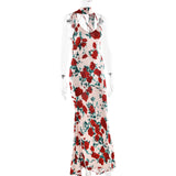 Floral maxi dress with halter neckline - View 16 | Lwiis