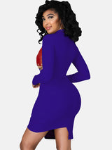 Asymmetrical Neck Knit Dress - View 9 | Lwiis