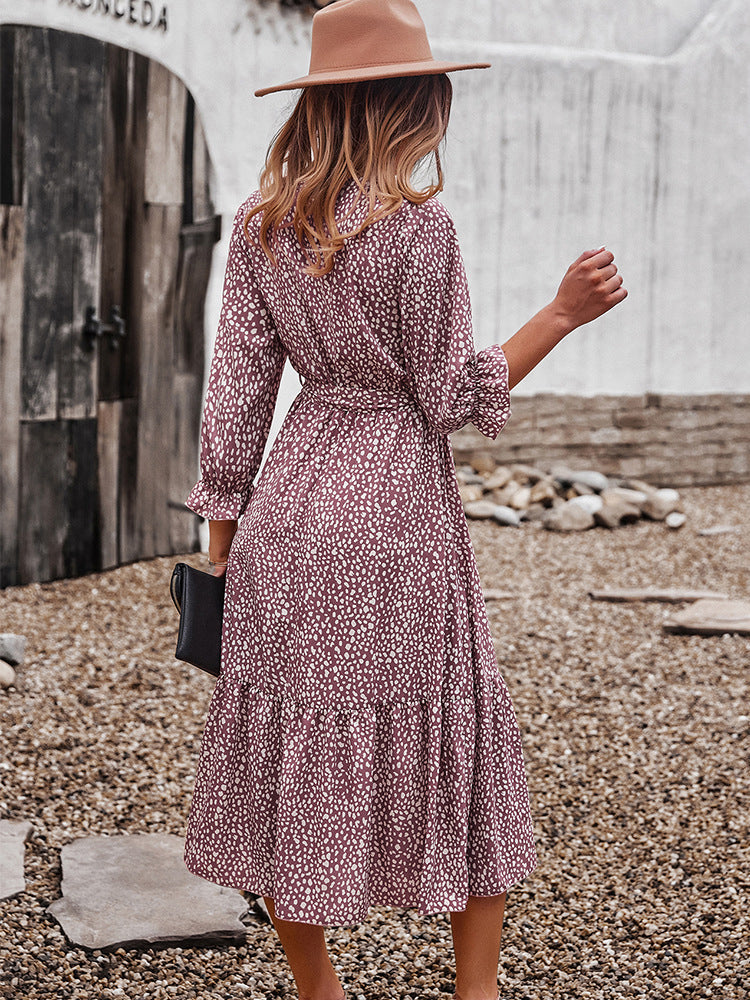 Boho leopard print midi dress - View 10 | Lwiis