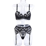 New Lace Mesh Embroidery Sexy Lingerie Set