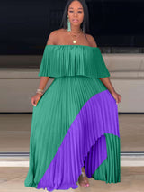Off Shoulder Pleated Maxi Dress - View 6 | Lwiis