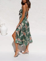 Floral A-line Midi Dress - View 9 | Lwiis