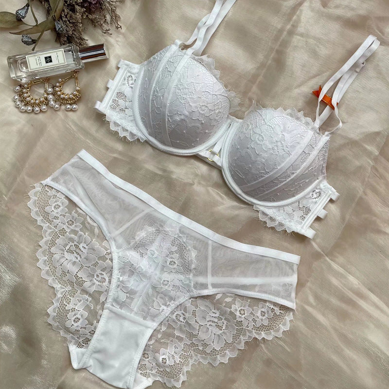 Sexy Cutout Embroidered Lace Lingerie Set Bra