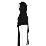 Mock neck ruched dress - View 10 | Lwiis