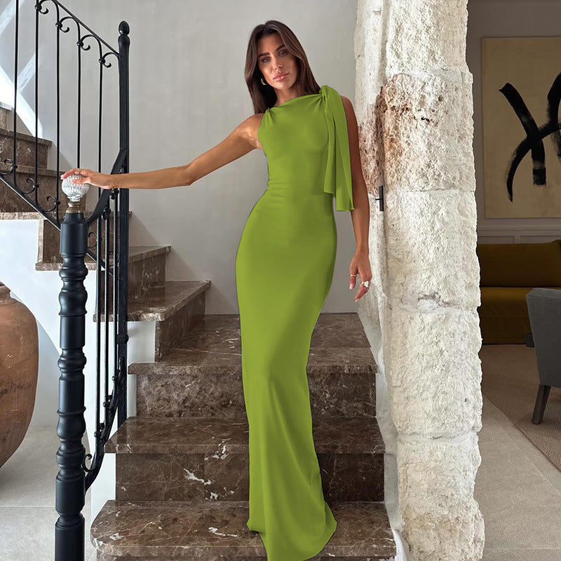 Elegant one shoulder formal gown - View 9 | Lwiis