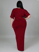 V-neck maxi dress with draped detailing and high slit - View 12 | Lwiis