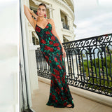 Floral maxi dress with halter neckline - View 8 | Lwiis