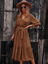 Boho leopard print midi dress - View 6 | Lwiis