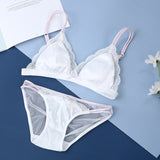 Satin Lace Trim Sexy Lingerie Set