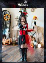 Kids Girls Clown Witch Set Coat skirt Hat socks Halloween Dance Cosplay Dresses