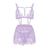 Perspective Embroidered Lace Strappy Sexy Lingerie Set