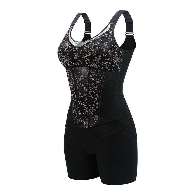Women's seamless tummy control bodysuit with lace accents - View 14 | Lwiis