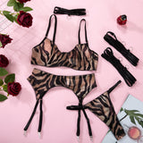 Mesh Print Sexy Wild Bra Hot Girl Sexy Lingerie Set
