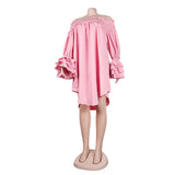 Off-Shoulder Tiered Mini Dress with Ruffle Sleeves - View 10 | Lwiis