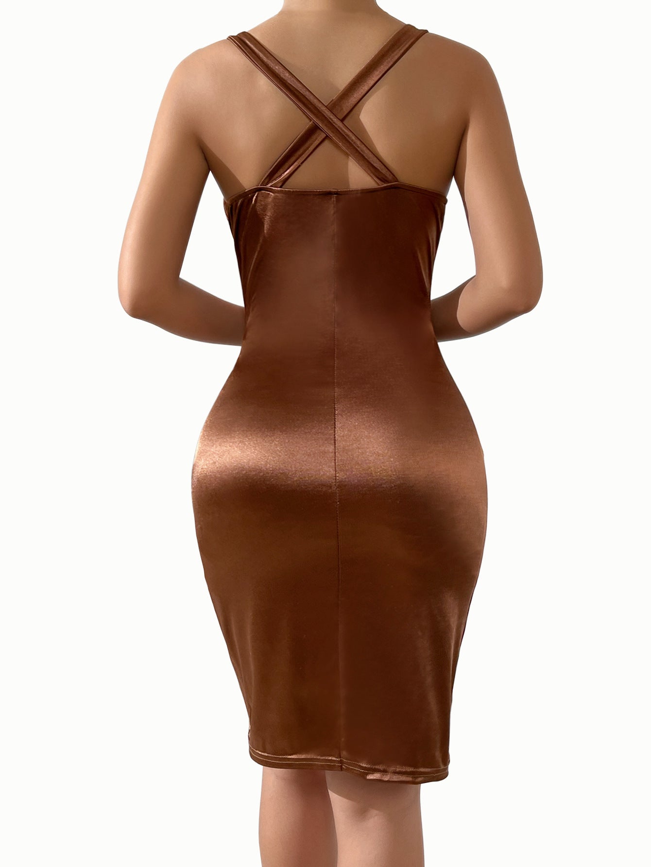 Satin Ruched Evening Dress - View 6 | Lwiis
