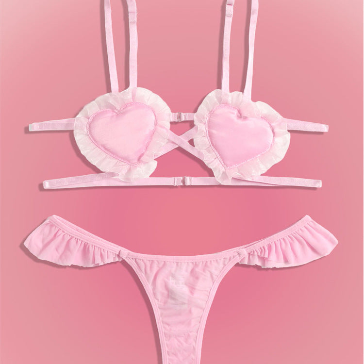 Cute Sexy Sling Lace Trim Lingerie Set