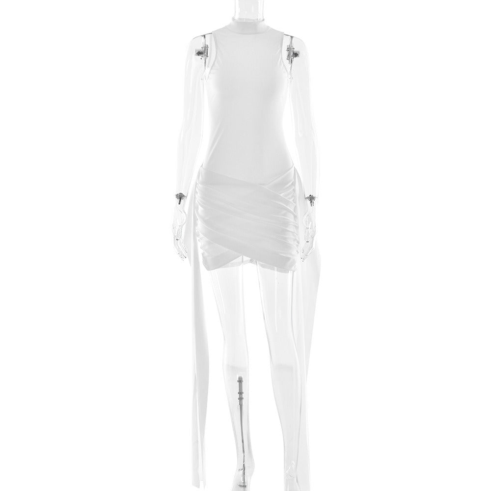 Mock Neck Ruched Dress - View 8 | Lwiis