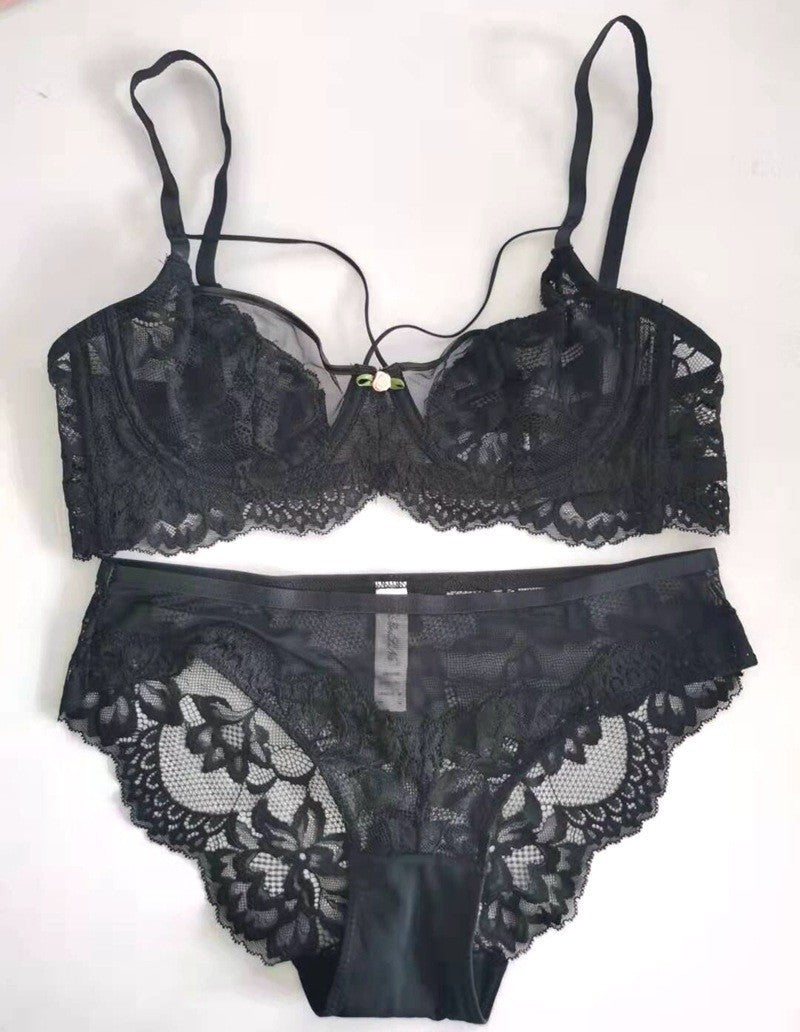Sexy Ultra Thin Lingerie Lace Trim Lingerie Set