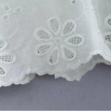 White eyelet A-line maxi dress with smocked bodice and ruffle straps - View 12 | Lwiis