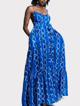 Boho maxi dress with tie-dye print and ruffled hem - View 9 | Lwiis