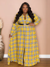 Plaid Belted Maxi Shirtdress - View 7 | Lwiis