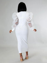 Elegant puff sleeve maxi dress - View 16 | Lwiis