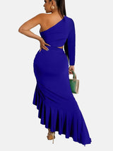 Elegant one shoulder ruffle hem dress - View 11 | Lwiis