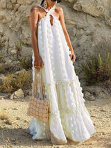 Floral Embellished Halter Neck Maxi Dress - View 7 | Lwiis